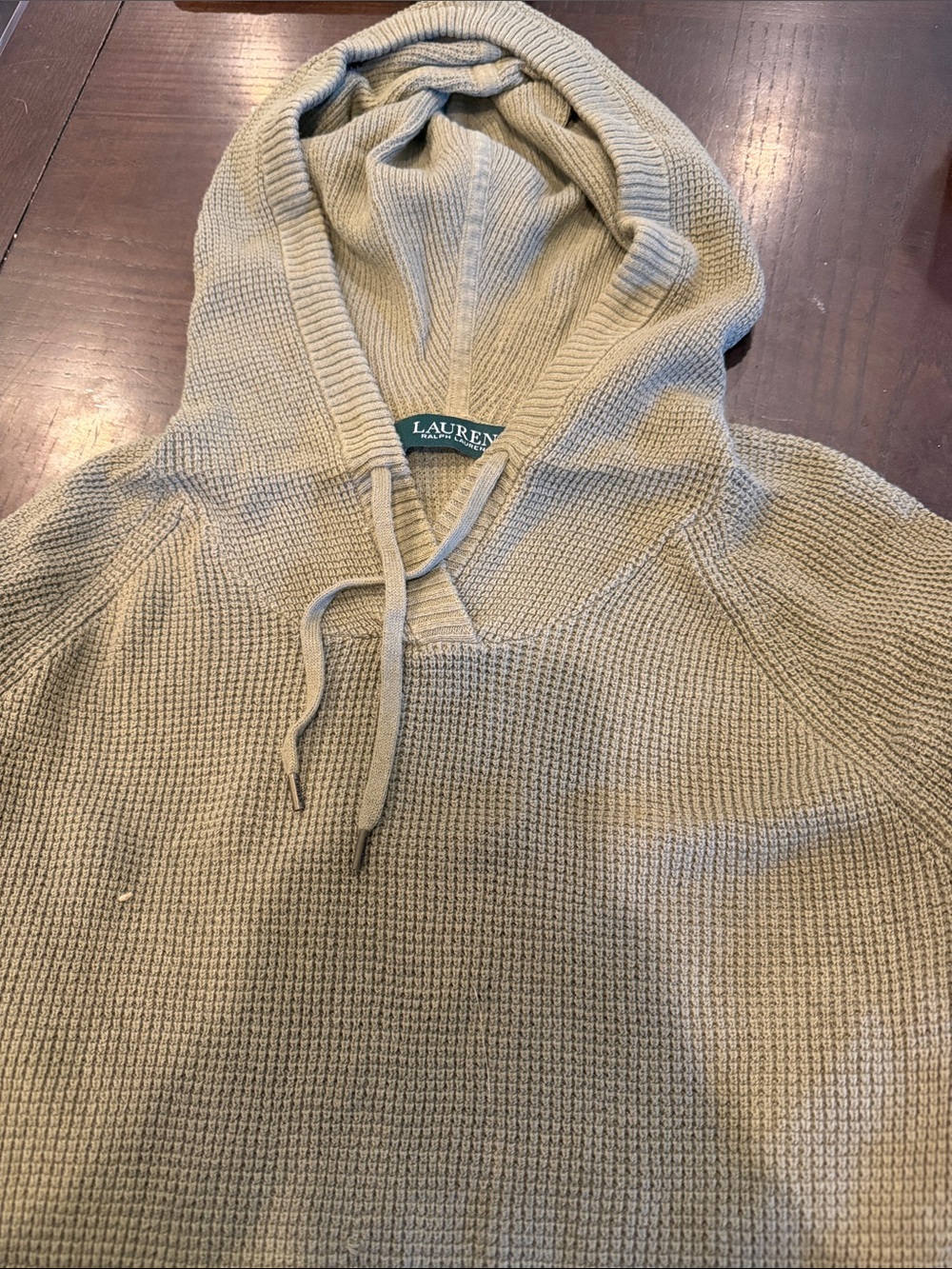 Lauren Ralph Lauren Beige Knit Hooded Pullover